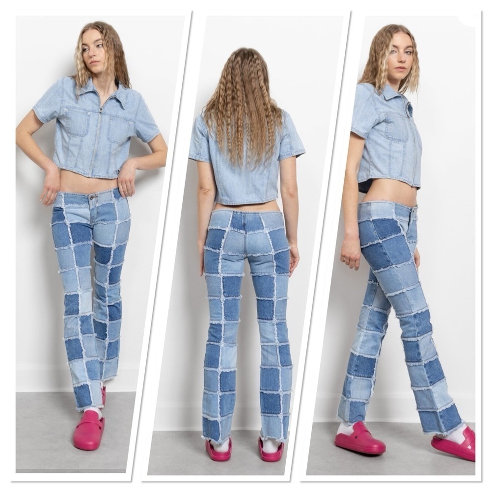Patchwork Blue Flare Jeans - image 1